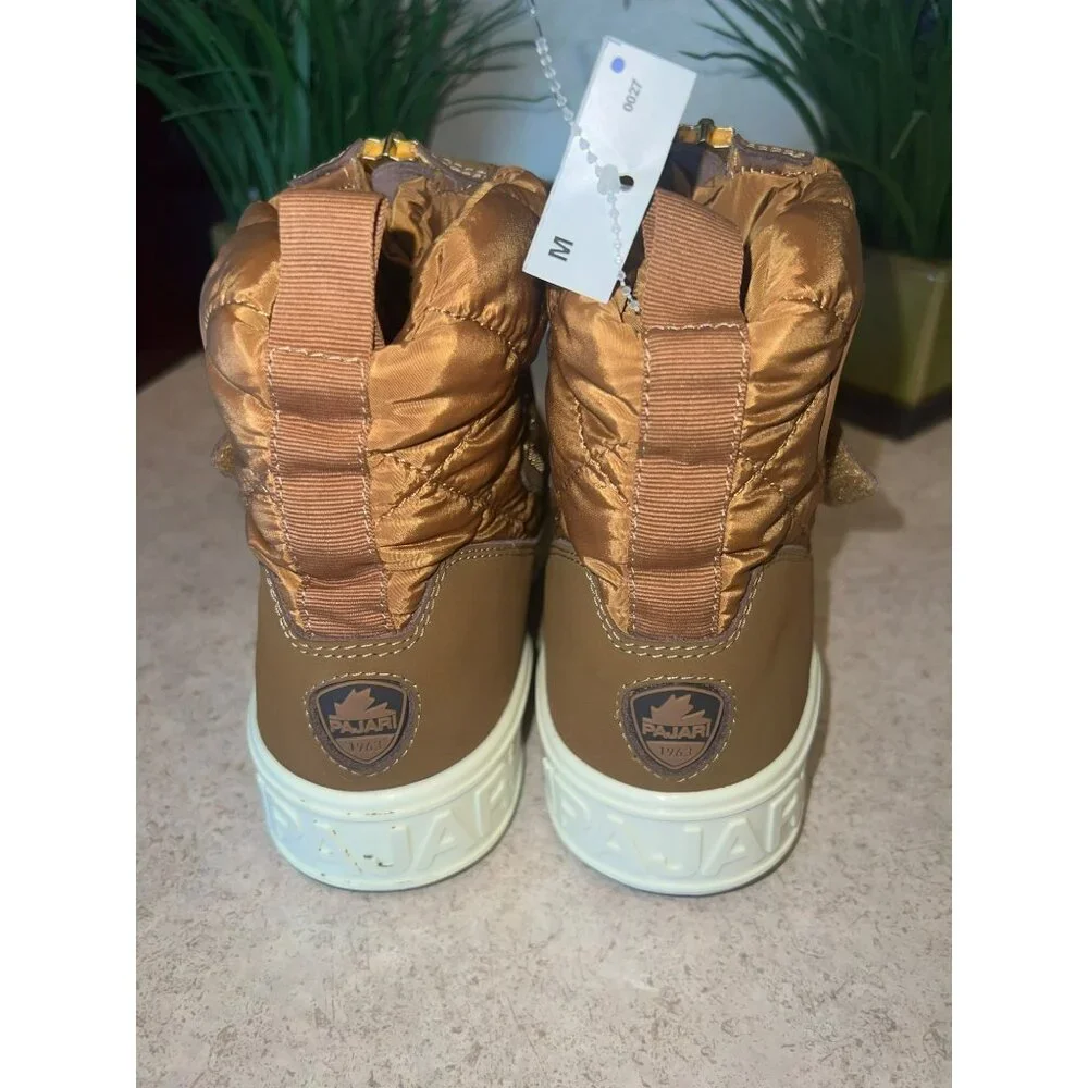 Pajar Canadian Gala Waterproof Zip Front Booties Tan/Gold Size 7.5